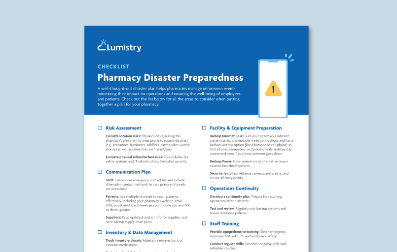 Pharmacy Disaster Preparedness Checklist