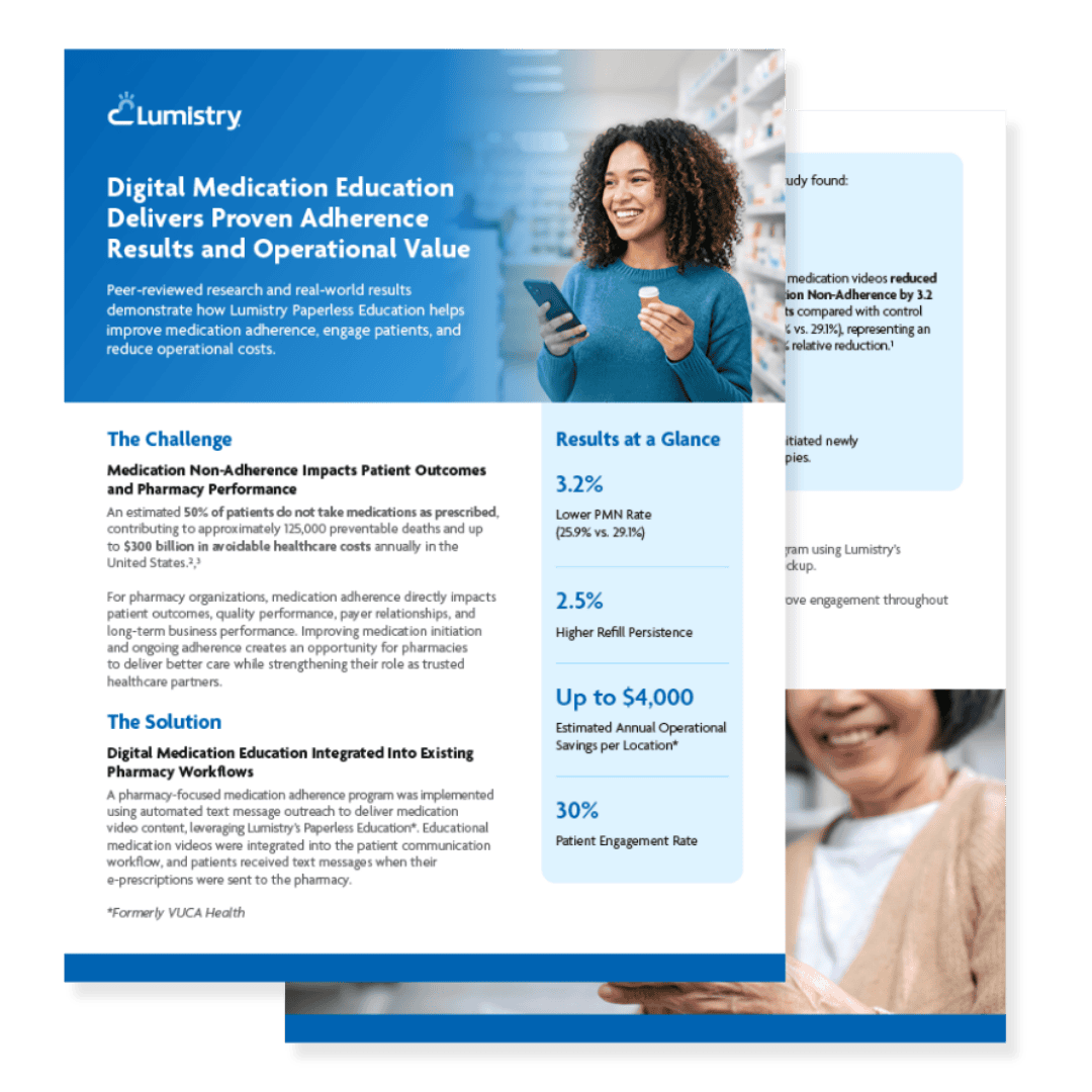 cover of case study pdf highlighting digital patient education's impact on adherence for pharmacies